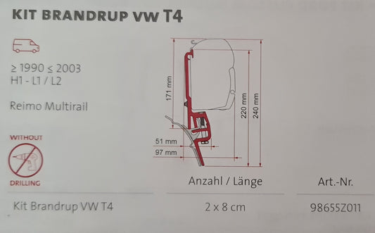 Fiamma Markisen-Adapter für Fiamma F45S/F45L Reimo Multirail T4 oder Brandrup