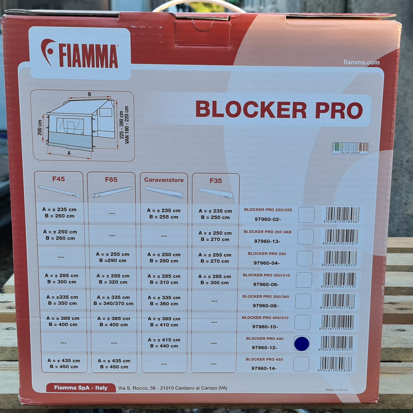 Fiamma Vorderwand Blocker Pro 440 cm für Caravanstore XL & Markisen CaravanStore/XL 97960-12-