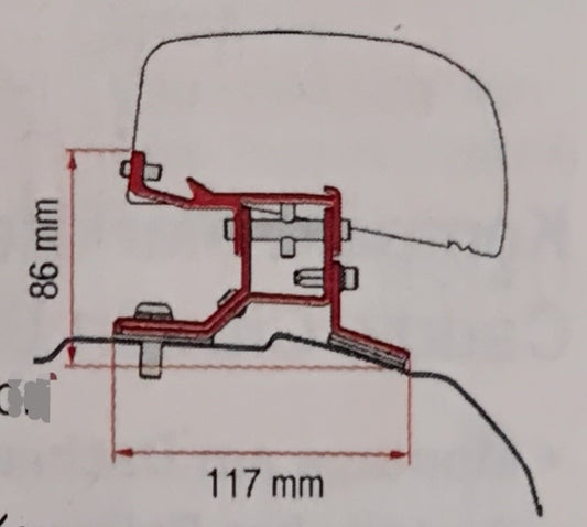 Fiamma Montageadapter für F40Van VW T5 / T6 / T6.1 Transporter & Multivan mit C-Schiene