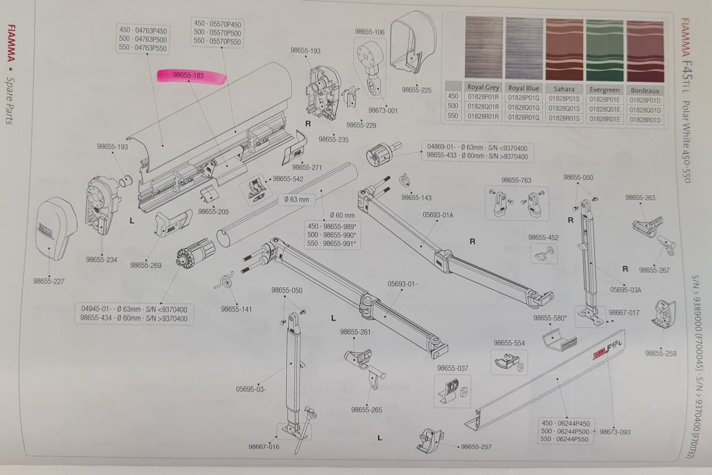 Fiamma Rollenunterstützung für Markise F45TIL Art.Nr. 98655-183 F45 TI L  & ZIP