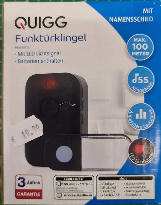 Quigg Funktürklingel 100 Meter Reichweite 55 Klingeltöne AN 29093229