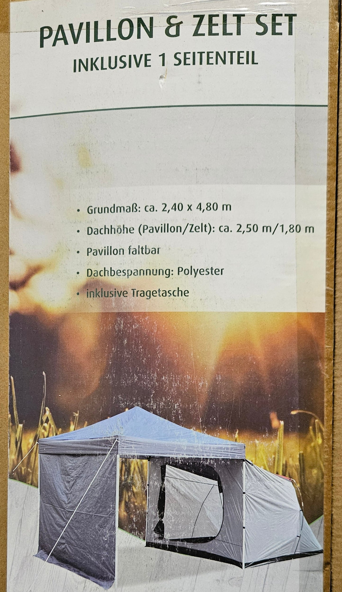 TOOM Zelt grau 240 x 180 x 240 cm mit Faltpavillon 240 x 240 x 240 cm