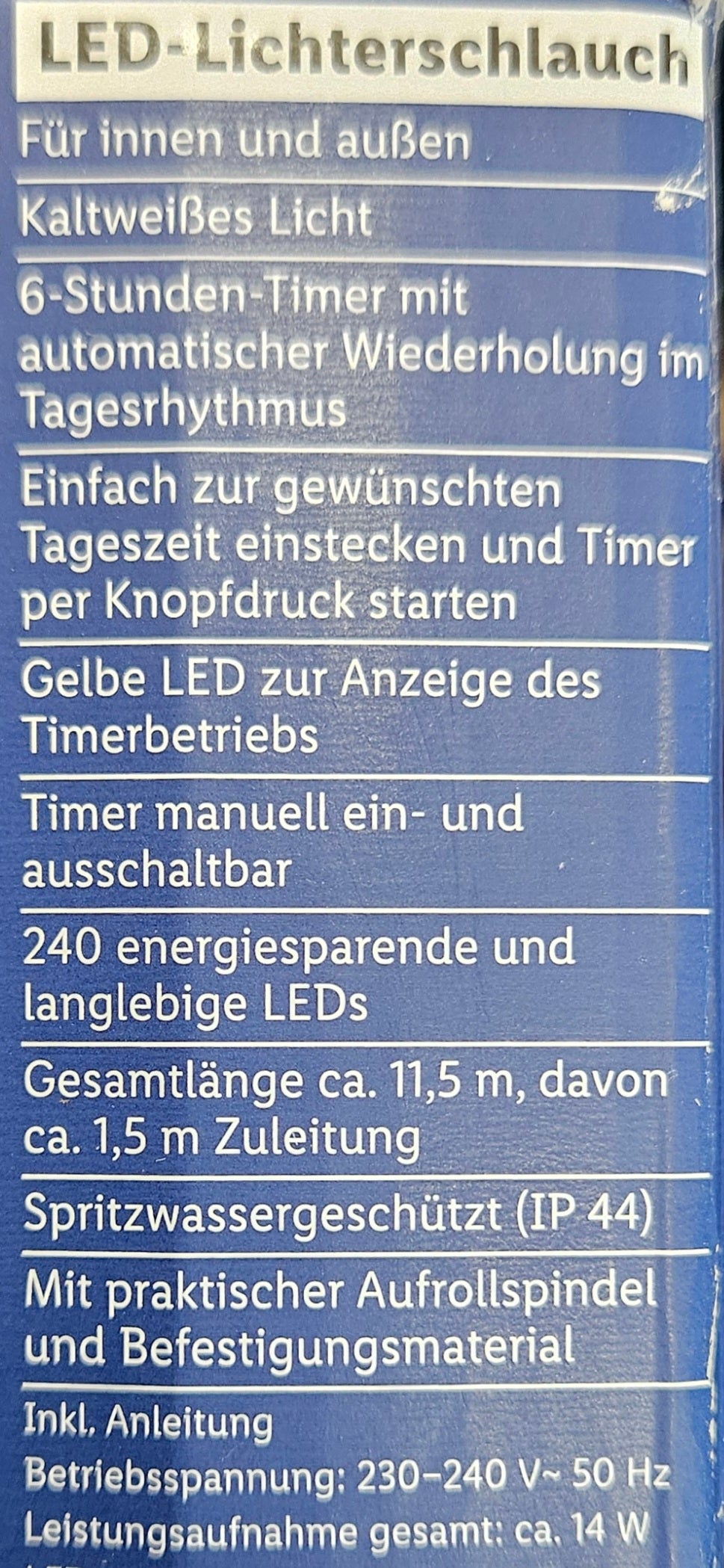 Livarno Home 10m-LED-Lichterschlauch Lichterkette 230V für Innen und Außen 240 LEDs IP44 für Fiamma & Thule Markisen