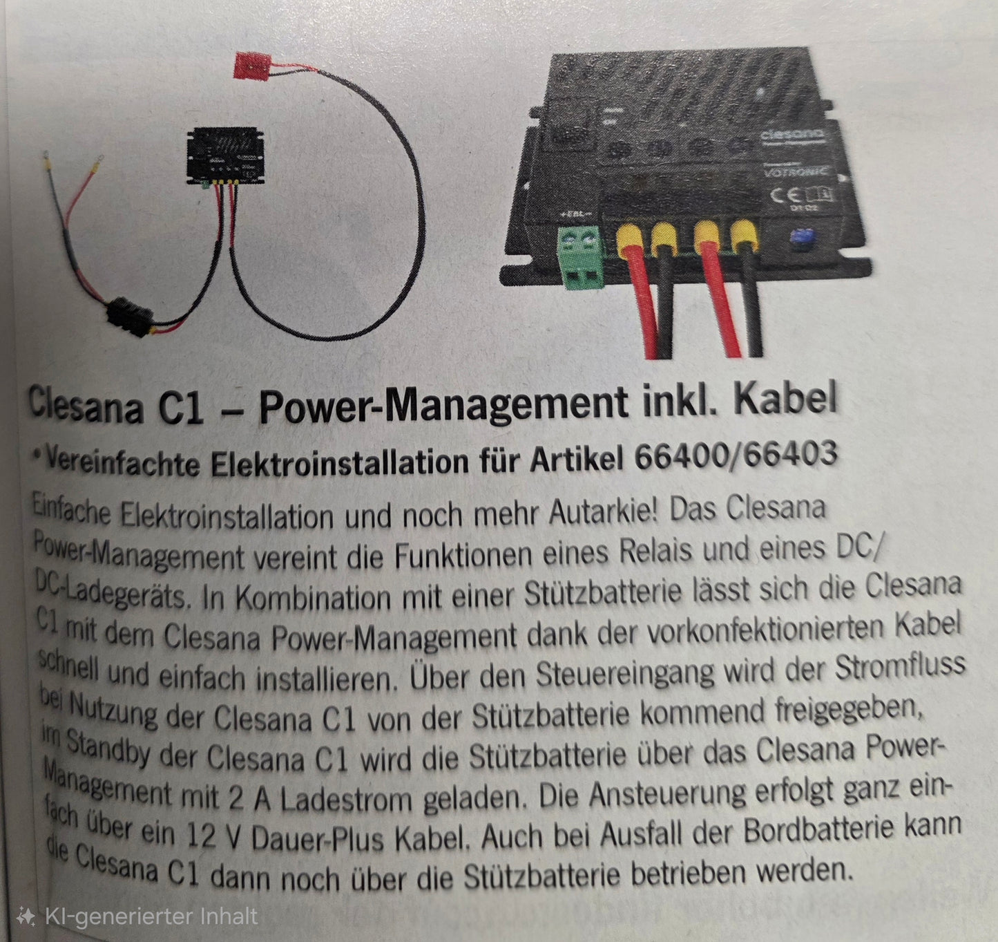 Votronic Power-Management mit / ohne Kabel, für Clesana C1 Verschweiß-Toilette