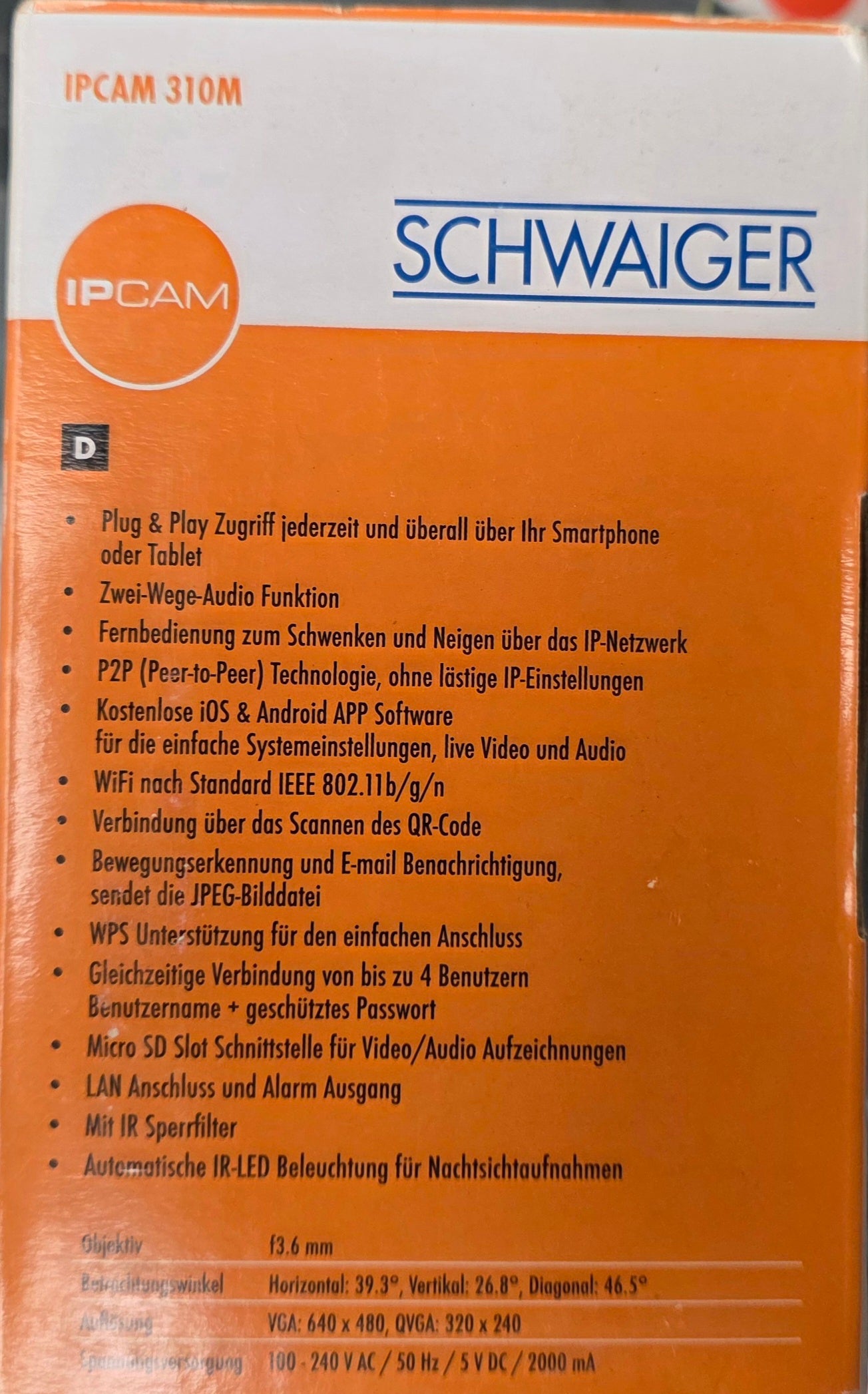 Schwaiger motorisierte WLAN-Netzwerk-IP-Kamera IPCAM310M