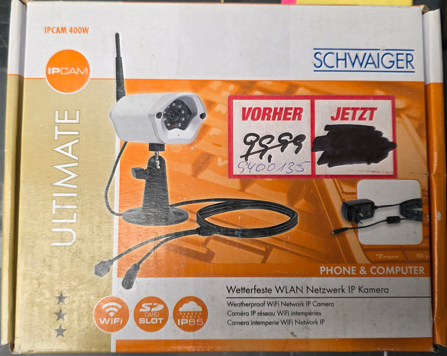 Schwaiger Wetterfeste Outdoor-WLAN-Netzwerk-IP-Kamera IPCAM 400W
