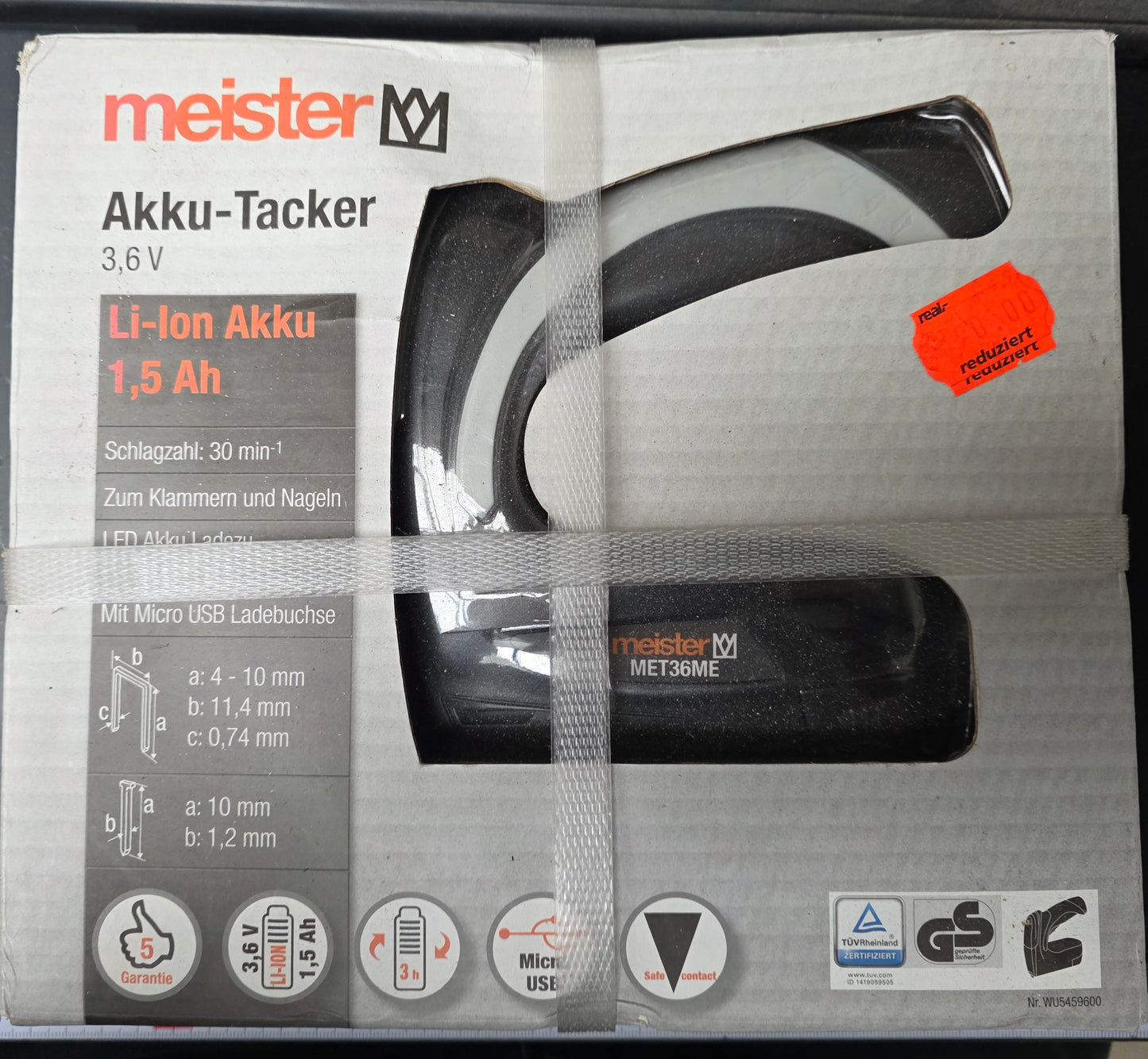 Meister Akku-Tacker 3,6V mit Li-Ion-Akku MET36ME