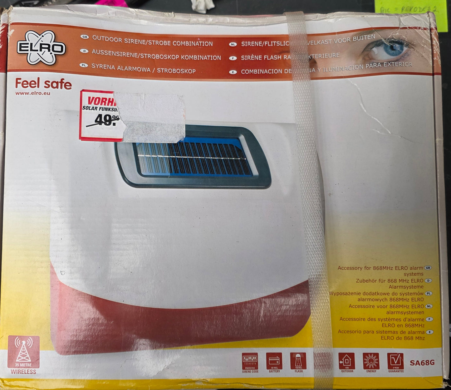 Elro Aussensirene / Stroboskop Kombination / Solar Funksirene für Alarmanlage SA68G