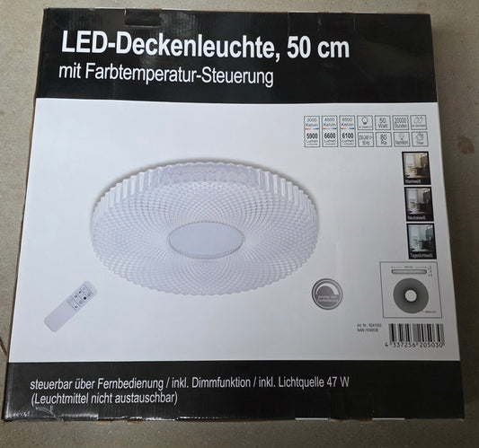 LED Deckenleuchte 50 cm 6100 Lumen 6500 Lelvin 50 Watt mit Farbtemperatur-Steuerung & Fernbedienung