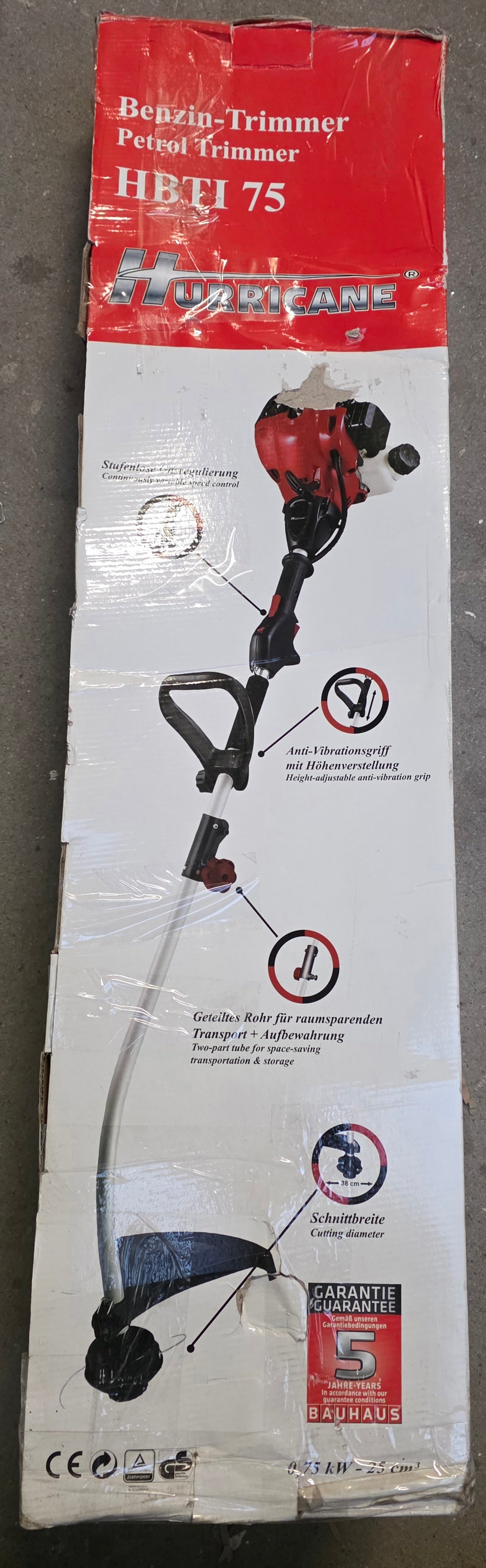 Huricane Benzin Motorsense 0,75 KW Freischneider HBTI 75 Benzin-Trimmer