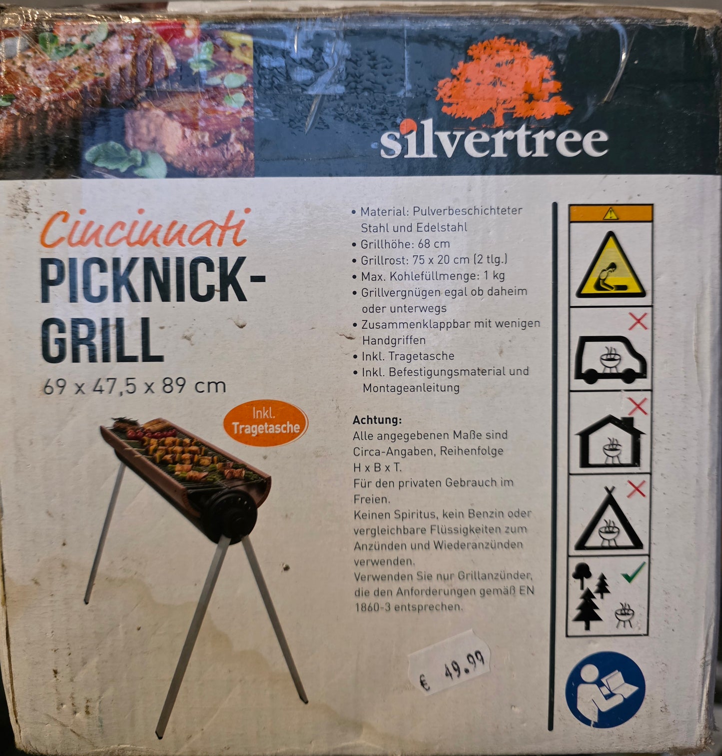 Silvertree Picknick-Grill Ciuciuuati 69x47,5x89 Holzkohlegrill