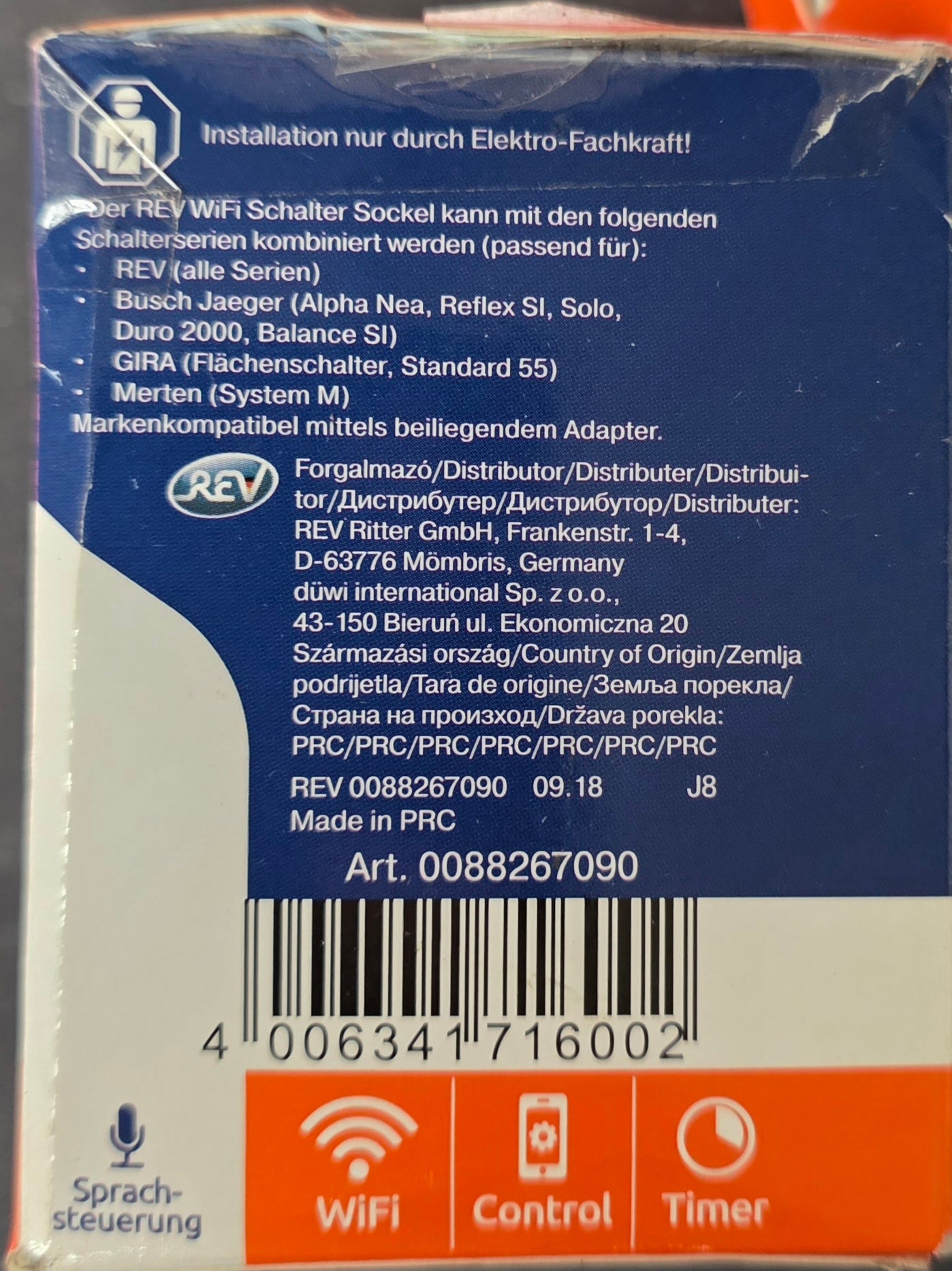 REV WiFi Schalter Link2Home Wifi Aus-/Wechselschalter Komplettgerät