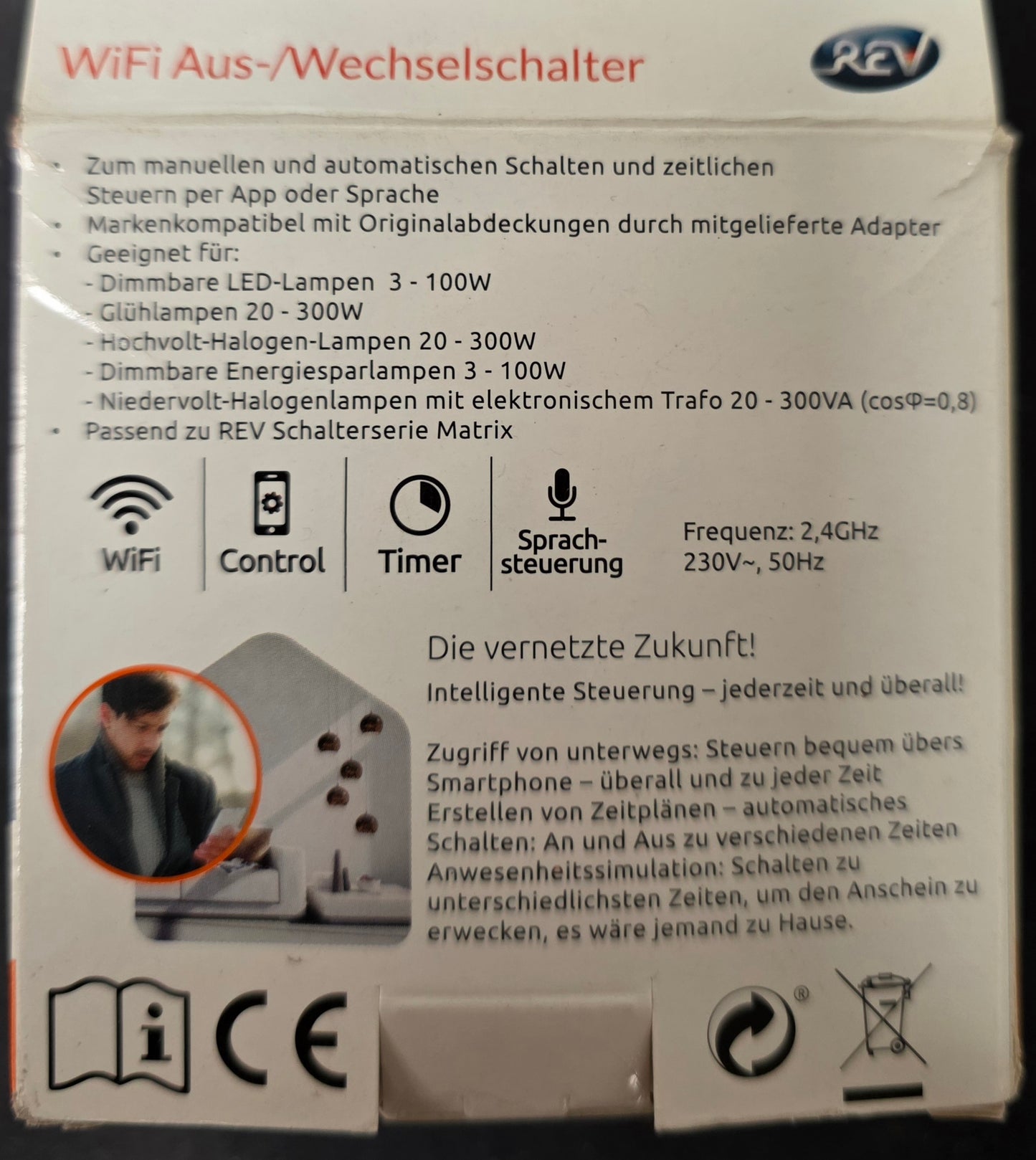REV WiFi Schalter Link2Home Wifi Aus-/Wechselschalter Komplettgerät