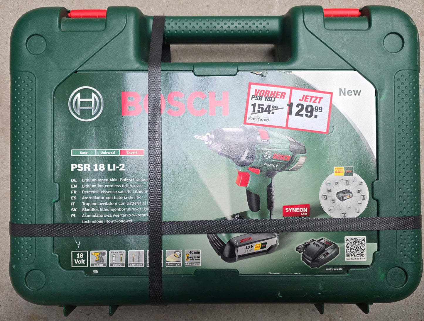 Bosch PSR 1800 LI-2 Akku-Bohrschrauber 18V incl. Li-Ion-Akku 2,5 Ah + Schnellladegerät