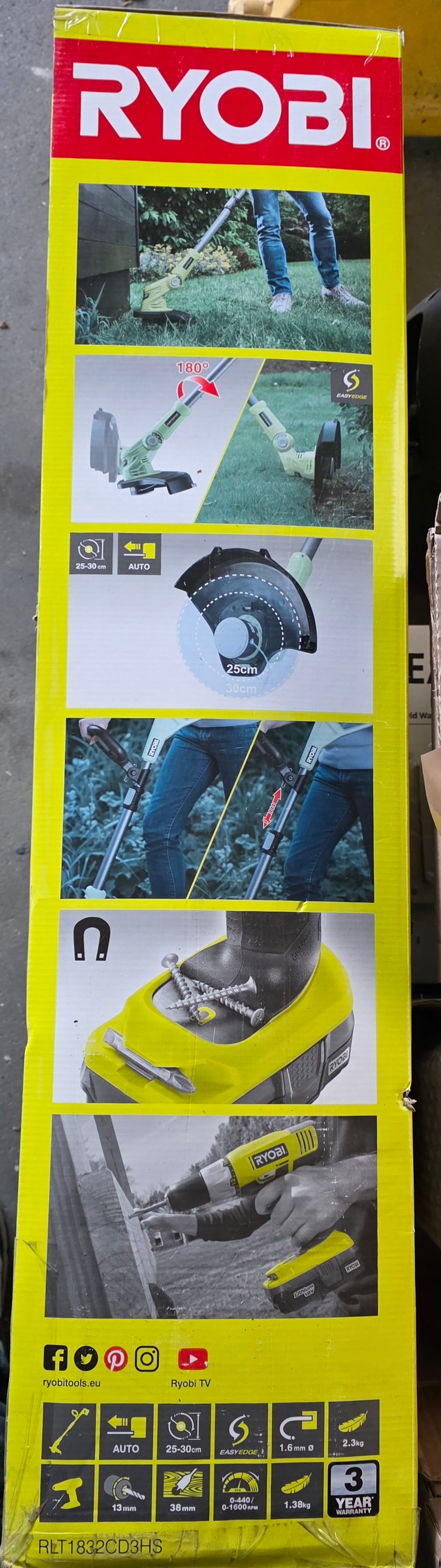 Ryobi RLT1832CD3HS2 Akku-Rasentrimmer + gratis Akku-Bohrschrauber incl. 2x 2Ah-Akku & Schnellladegerät