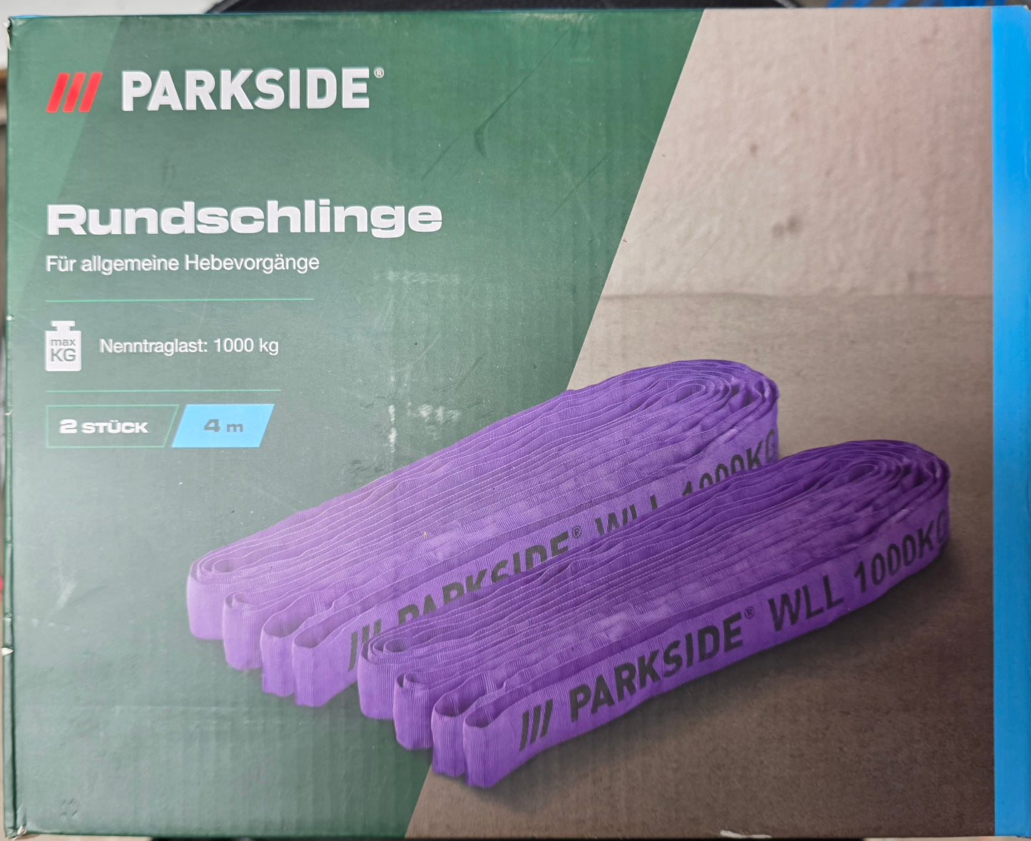 Parkside Rundschlinge Nenntraglast 1000 kg, wahlweise 4 Stück zu je 2m / 2 Stück zu je 4m