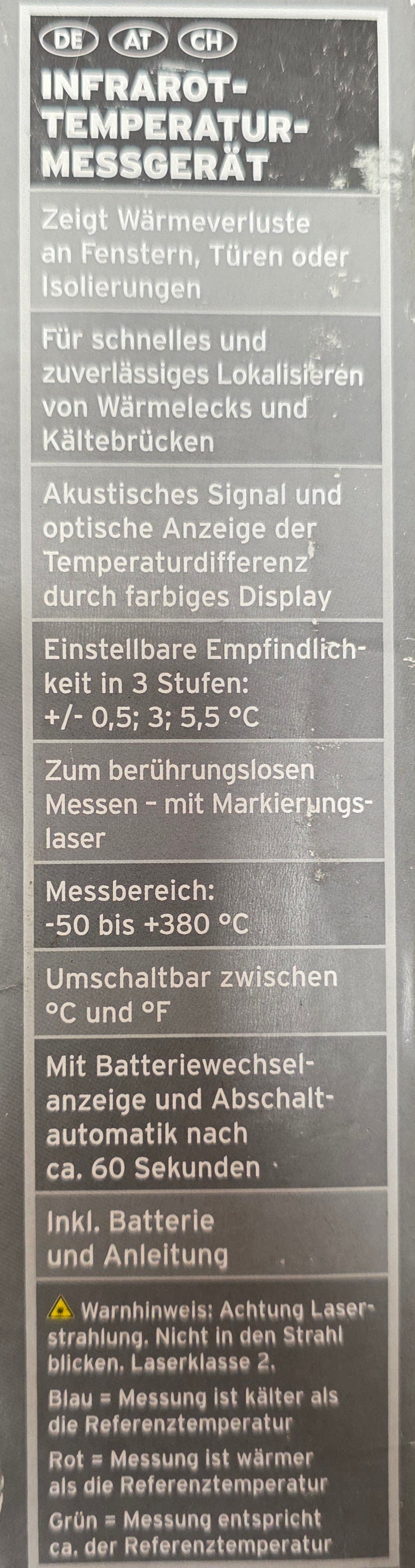 Powerfix Infrarot-Temperaturmessgerät von -50 bis 280 Grad Celsius