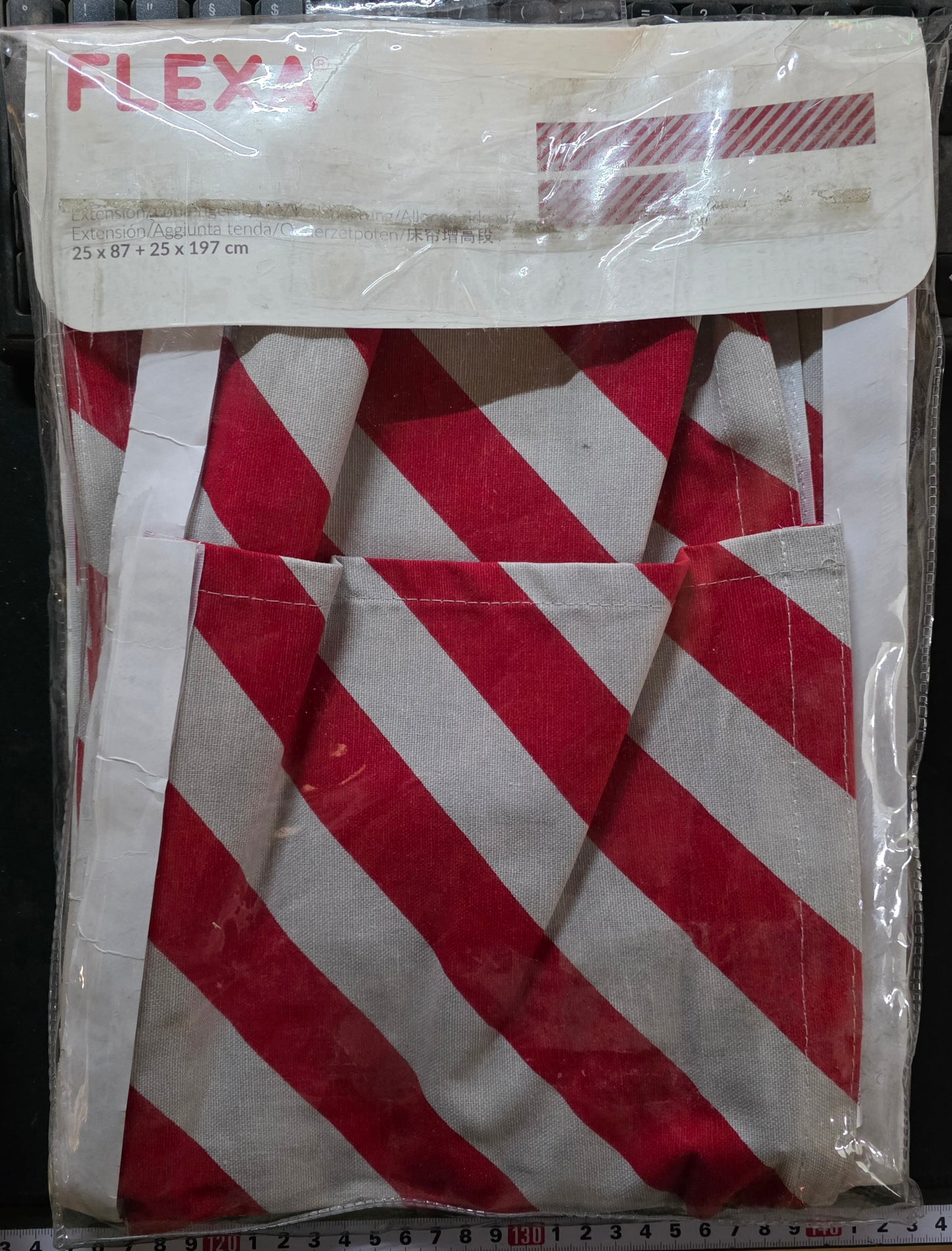 Flexa Verlängerung für Kinderbett mit Klettverschluss selbstklebend 197x25 & 87x25 cm rot-weiß gestreift
