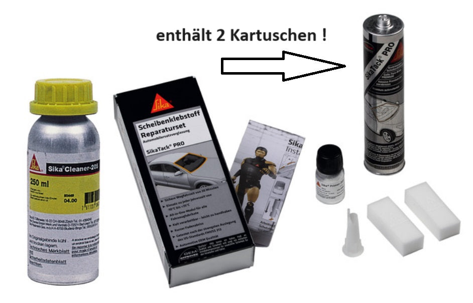 SIKA Fahrzeugspezifische Fenster Zubehör Set, 2x Klebeset + Reiniger