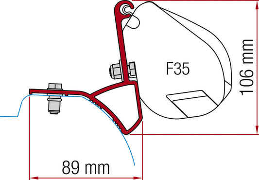 Fiamma Montageadapter Halter F35 Pro an Opel Vivaro A ab BJ 2015 433132