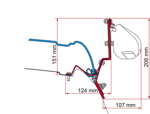 Fiamma Markisen-Adapter F35 Pro / F43van für Mercedes Marco Polo langer Radstand ab 2014 - Für Aufstelldach