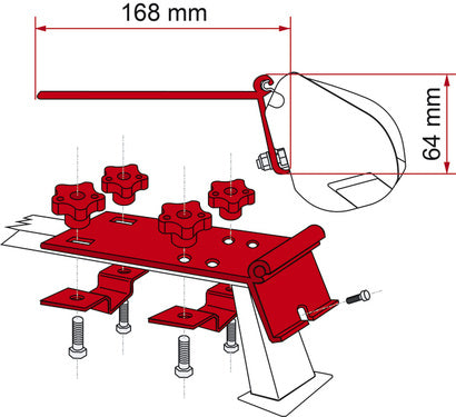 Adapter F35pro - Kit Standard - Für Reling / Gepäckträger - Montage an einen vorhandenen Dachträger 43348