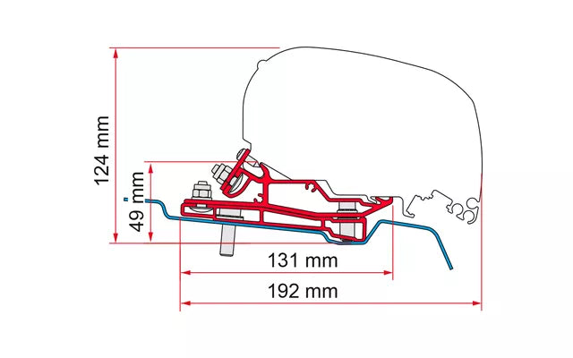 Fiamma Markisen-Adapter F80/F65 an Ford Transit H3 400cm Markisenbreite Fiamma: 98655Z108