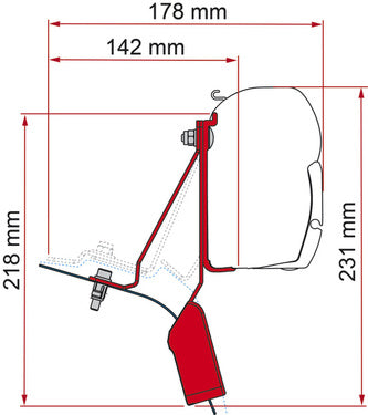 Fiamma Markisen-Adapter F43van / F45 für Ford Transit Custom Nugget  ab 2015- Mit Aufstelldach