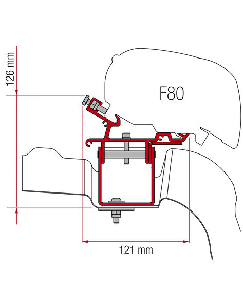 Fiamma Montageadapter F80s an VW Crafter L3 H3 / MAN TGE ab BJ 2017 Hersteller-Artikel-Nr. 98655Z043