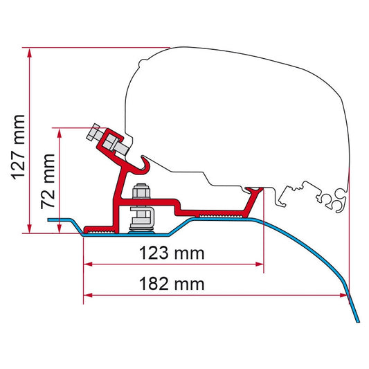 Fiamma Adapter für Dachmarkise KIT FIAT DUCATO CITROEN JUMPER L4 & L5 H2 ab 2006 für F80s / F80L 98655-904