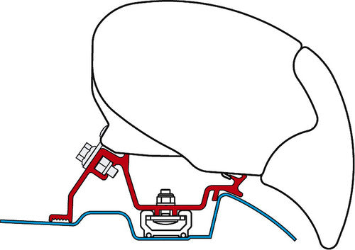 Fiamma Markisen-Montageadapter f. Mercedes Benz MB Sprinter & Dodge Sprinter Baureihe 3 ab BJ 2018, L2, L3, L4 / H2 mit C-Schiene auf dem Dach, für F80s und F65s