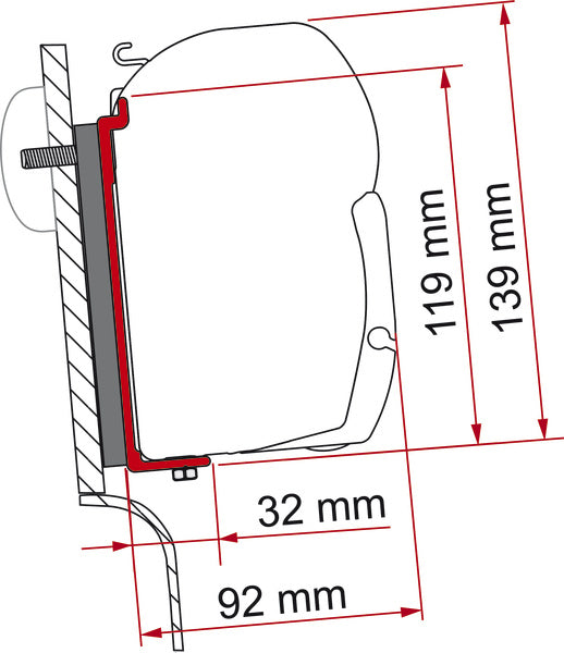 Fiamma Markisenadapter Montageadapter für Westfalia Hochdach Höchdächer 43483