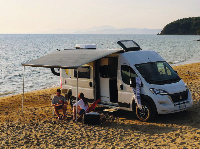 Fiamma F80s Dachmarkise Set Ducato Gehäuse Polar White 370 cm Tuch Royal Grey  Hersteller-Artikel-Nr. 07830P03R