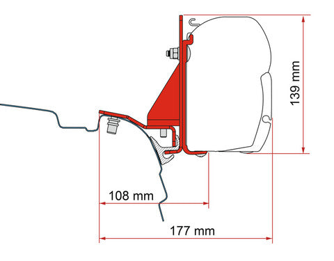 Fiamma Multirail Adapter - Montageadapter 440534 für Markise F45 VW T5/T6/T6.1 mit Reimo Multirail