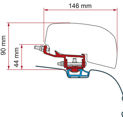 Fiamma Montageadapter für F40Van Markise an VW T6 Deep Black, inkl. Standardschiene ( C-Schiene ) 440618
