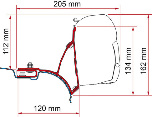 Fiamma Adapter für Markise F45s für VW T5/T6 Transporter Multivan - Schwarz, zur Montage an Fixpunkte