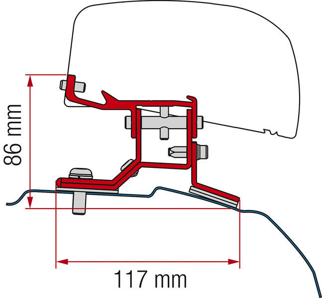 Fiamma Markisen-Adapter für Dachmarkise F40van Ford Transit Custom kurzer Radstand