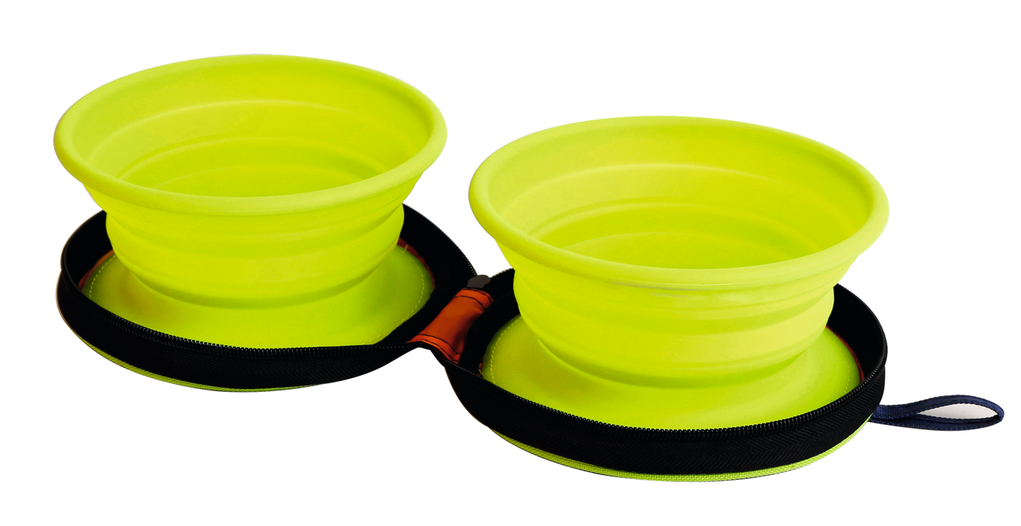 Reise-Tiernapf-Set für Hunde, faltbar, aus Silikon, Fressnapf in Stofftasche