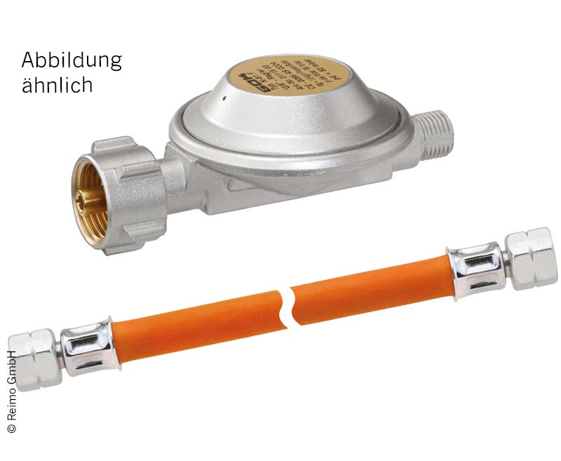 GOK Einflaschenanlage mit Niederdruckregler und 40 cm Schlauchleitung, 50mbar G1/4" LH-ÜM