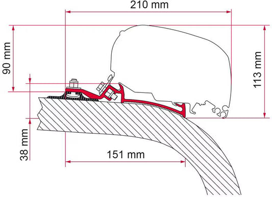 Fiamma F65/F80 für Giottiline / Fendt od. als Universal-Adapter für Kastenwagen ( 3 Stück )