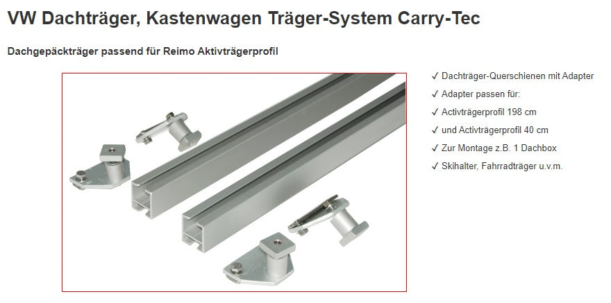 Carry-Tec Dachträgersystem Dachträger für REIMO Aktivträgerprofil