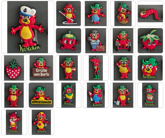 Karls Erlebnisdorf Soft-Magnet Kühlschrankmagnet Karlchen Karla Raupi Poggy versch. Designs