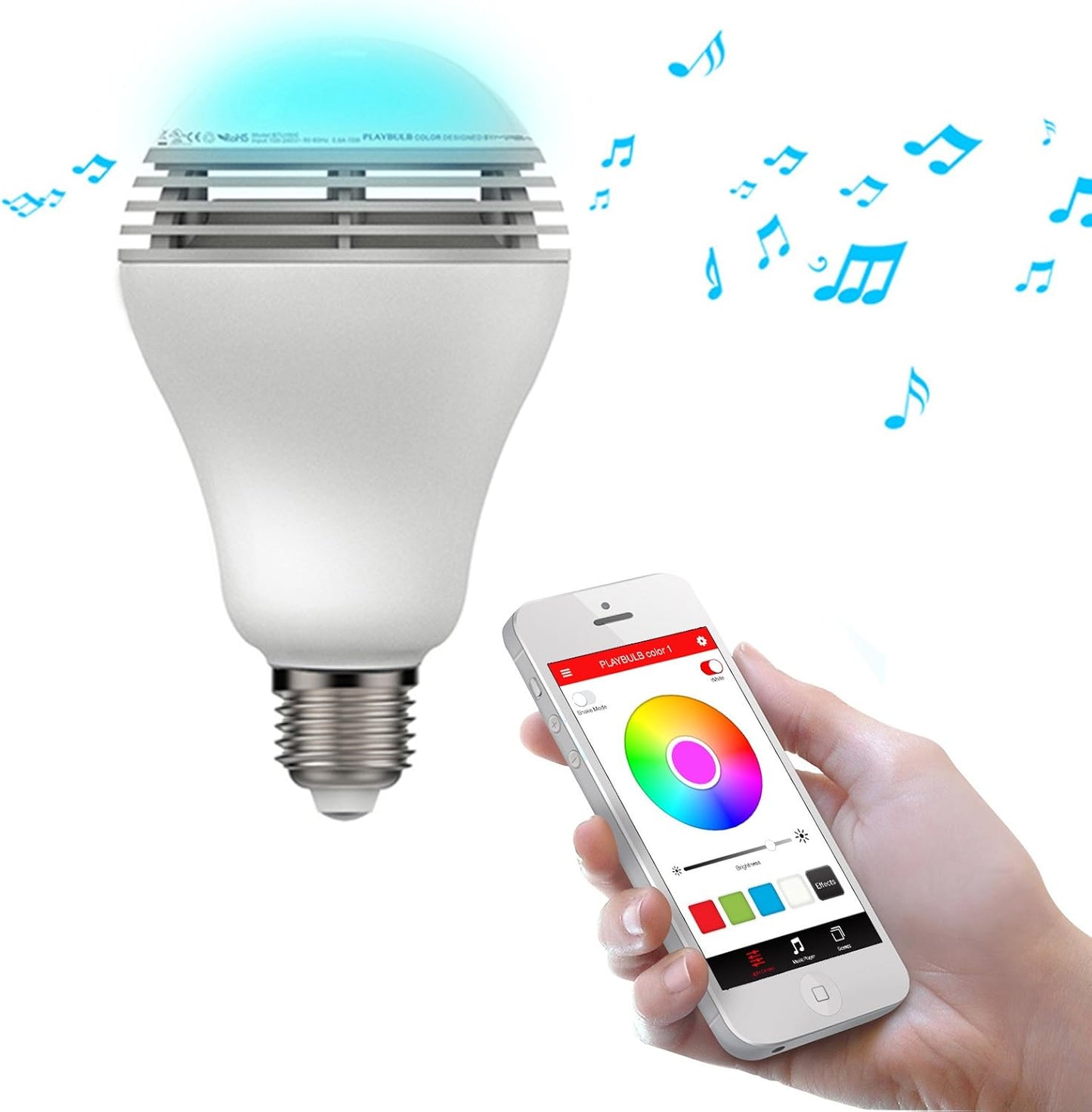 Mipow PlayBulb color Bluetooth Smart LED Speaker Light, E27 Fassung Lampe mit Lautsprecher