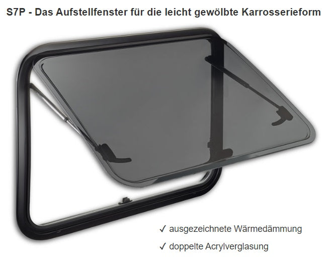 Dometic S7P Ersatzglas gewölbte Ersatzscheibe 960x450mm, R5000, für Ausstellfenster Acrylverglasung