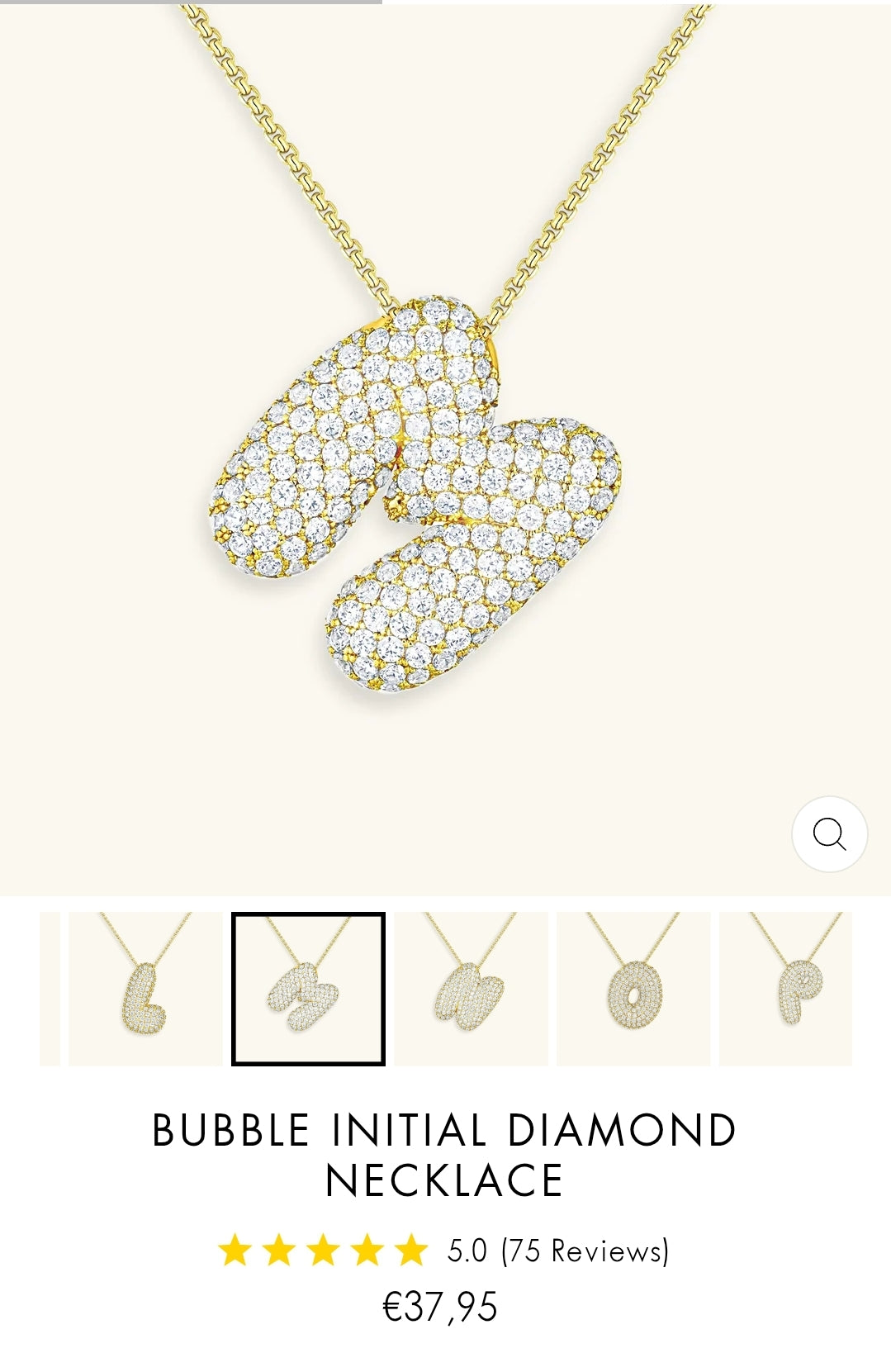 Avaria Bubble Initial Diamond Necklace Halskette vergoldet 18k Gelbgold Buchstabe M