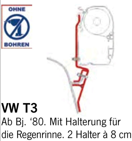 Markisen-Adapter - VW T2/T3 Montage an Regenrinne bis 7/1990, gut passend auch zur Thule To 4200 und To 5200