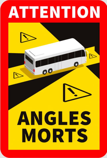 Warnschild "Angles Morts" Toter Winkel selbstklebend ( 3 Stück ) Aufkleber