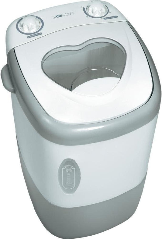 Clatronic MWA 3540 Miniwaschmaschine TL / 1,5 kg / 15 Minuten-Timer/weiß-grau Camping-Waschmaschine